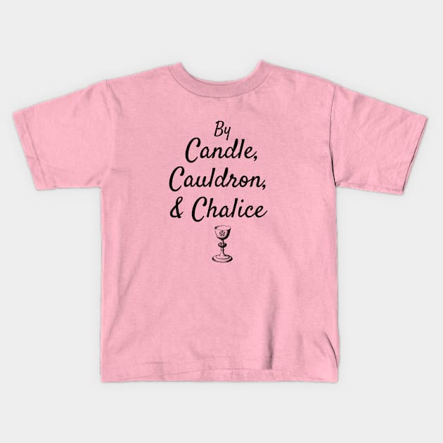 Wicca Gift Pagan Pentacle Candle Cauldron Chalice Witchy Fashion Kids T-Shirt by InnerMagic